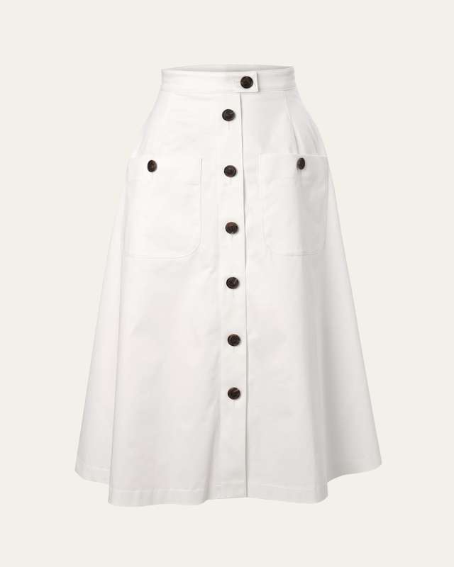 Button Front Midi Skirt